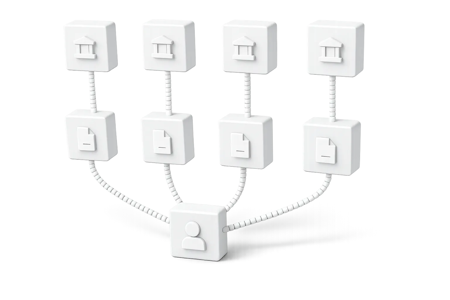 Diagram showing how identity documents flow from individuals through multiple copies to various institutions